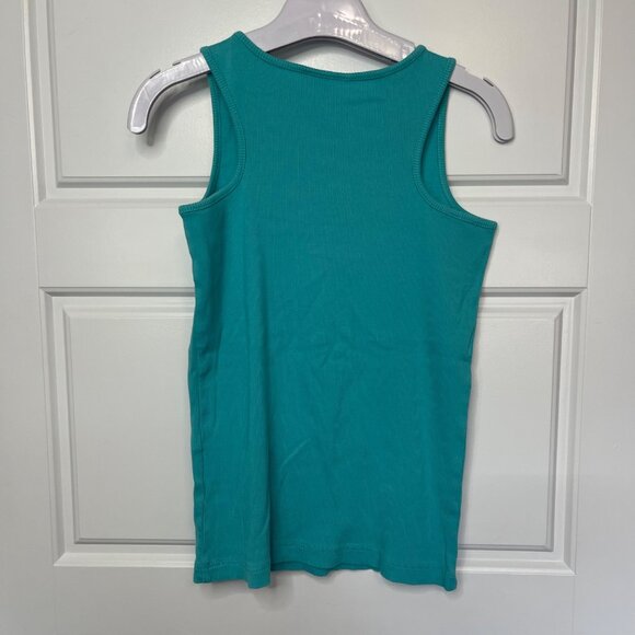 Hanna Andersson Fish Applique Tank Top Girls Size 130cm Turquoise Pima Cotton - Picture 3 of 10